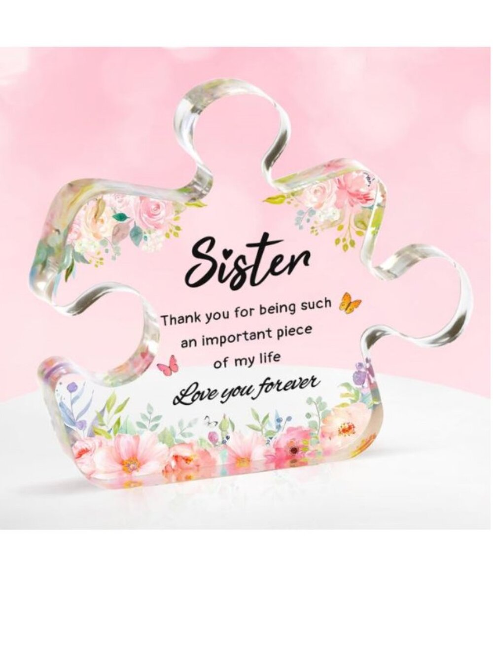 Sister Gifts from Sister - Unique Sister Birthday Acrylic Puzzle-Shaped Plaque